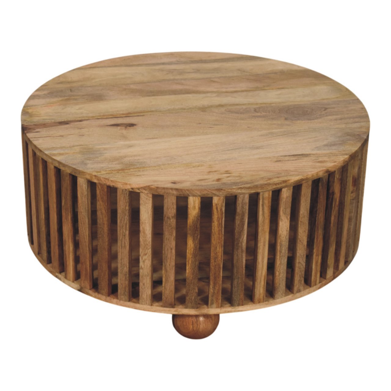 Slatted Round Oak-ish Coffee Table - verified alternate view 5
