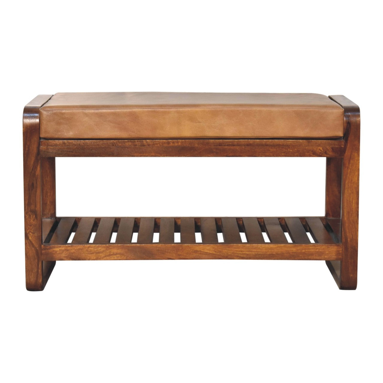 Small Buffalo Slatted Hallway Bench - product view