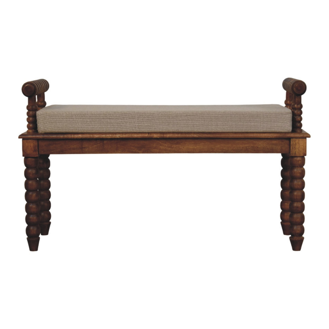 Spindle Amber Linen Bench - product view