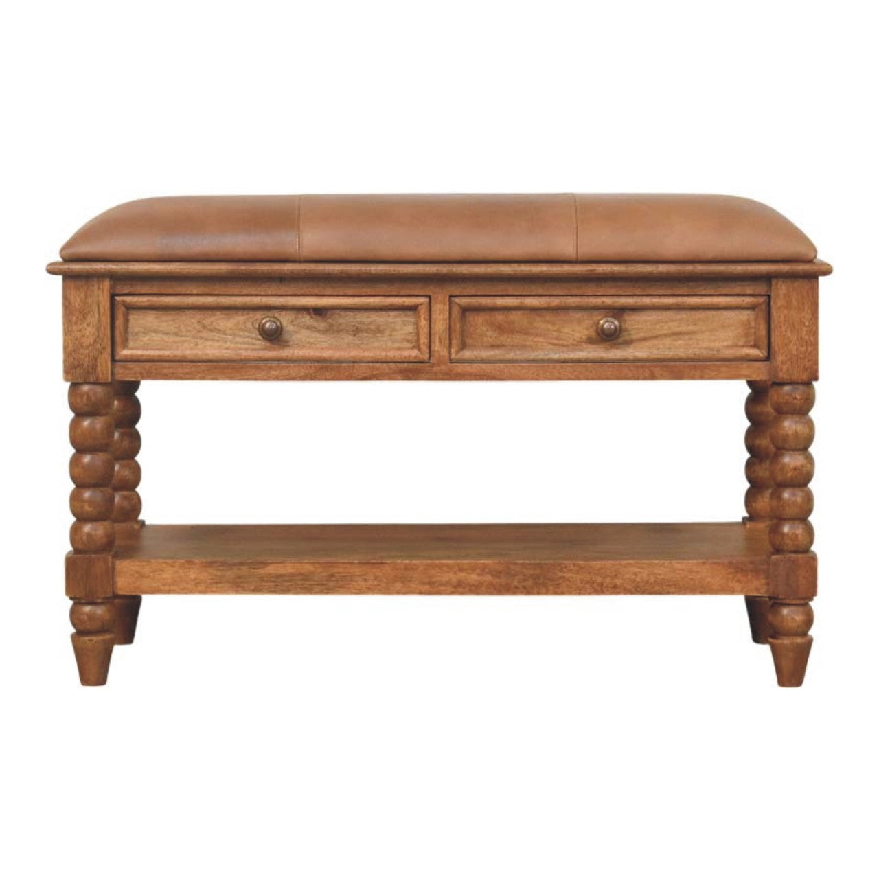 Spindle Leather Bench - product view