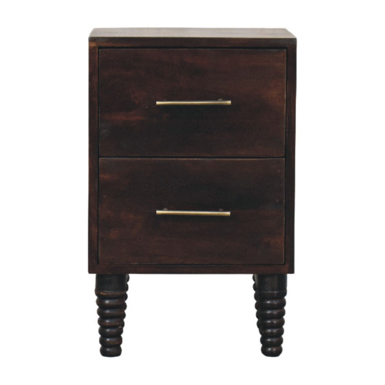 Spindle Mocha Bedside Table - product view