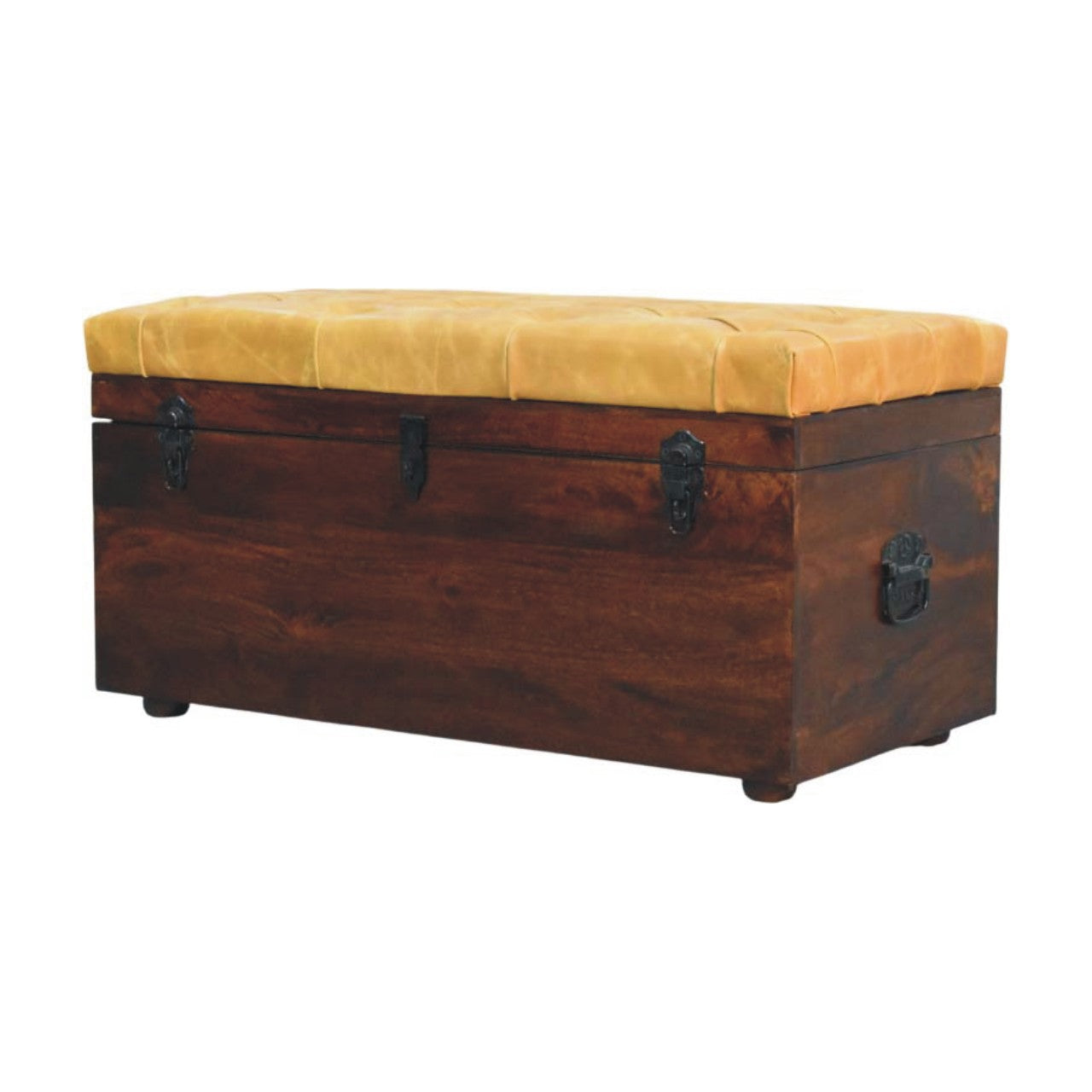 Tan Leather Storage Trunk Bench - verified alternate view 4