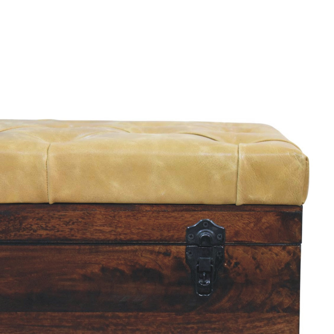 Tan Leather Storage Trunk Bench - verified alternate view 5