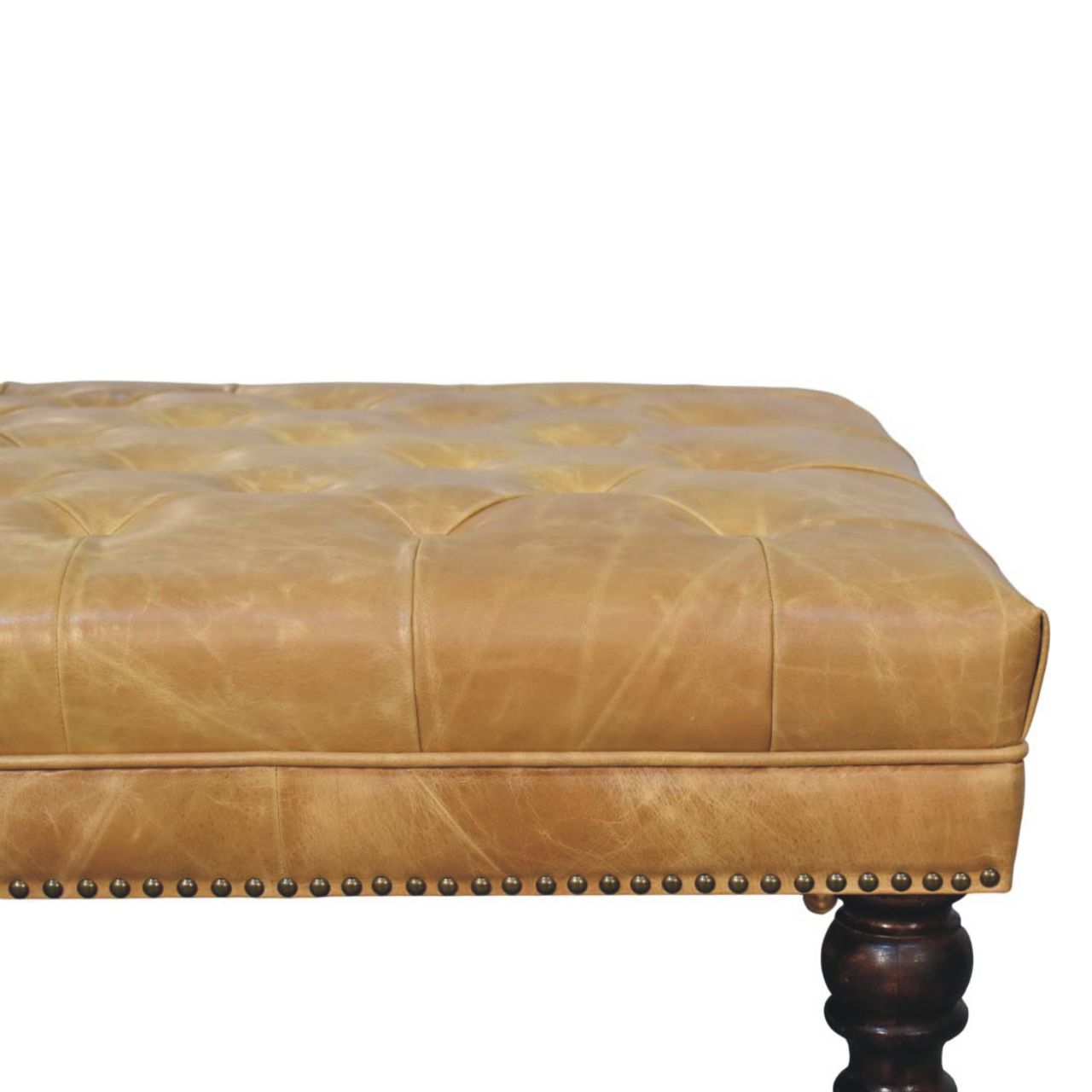 Tan Leather Upholstered Ottoman - verified alternate view 4