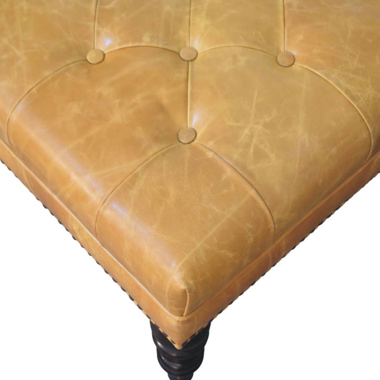 Tan Leather Upholstered Ottoman - verified alternate view 5