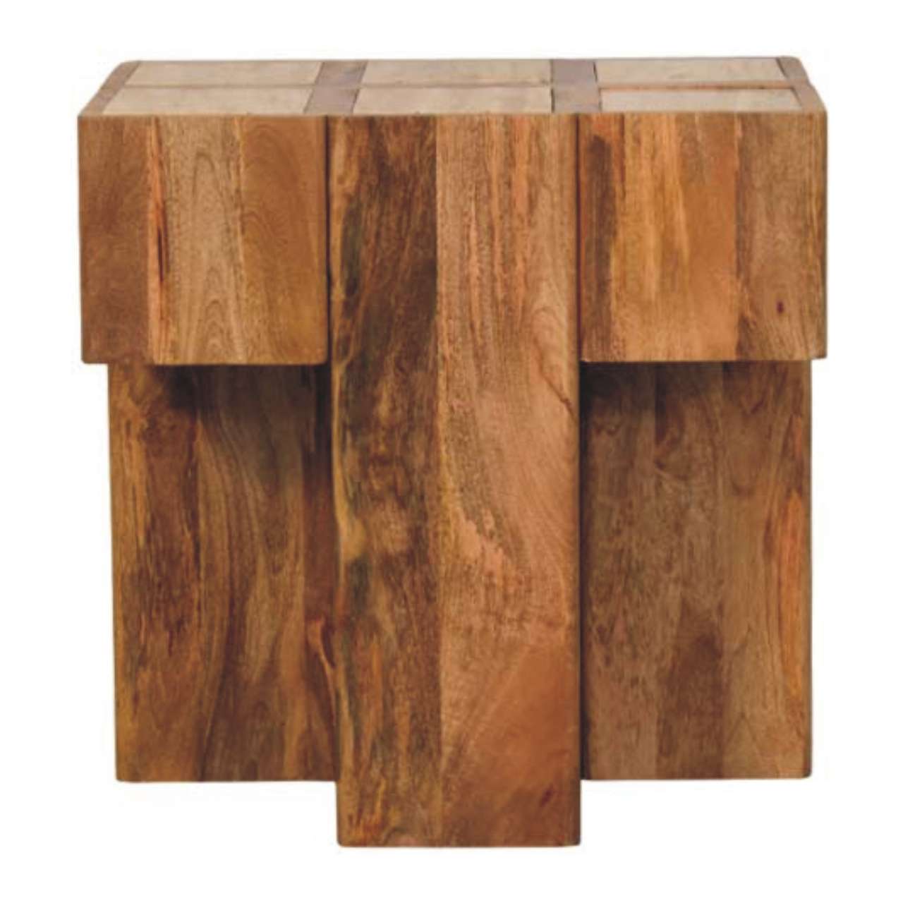 Travertine Top Block Side Table - product view