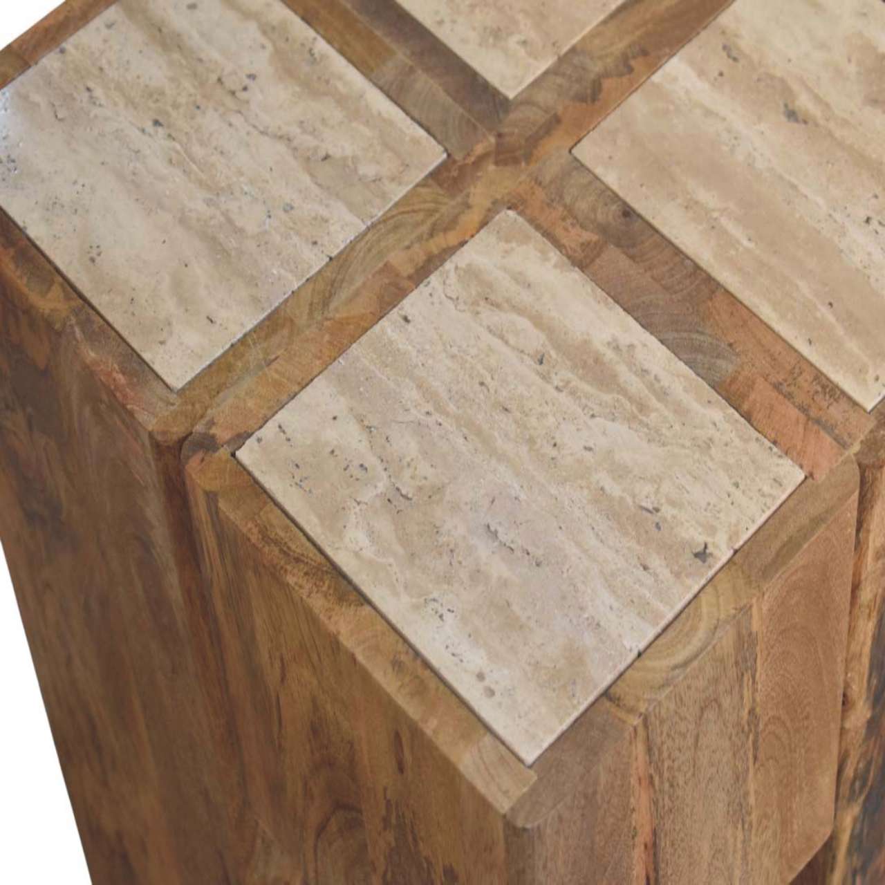 Travertine Top Block Side Table - verified alternate view 5