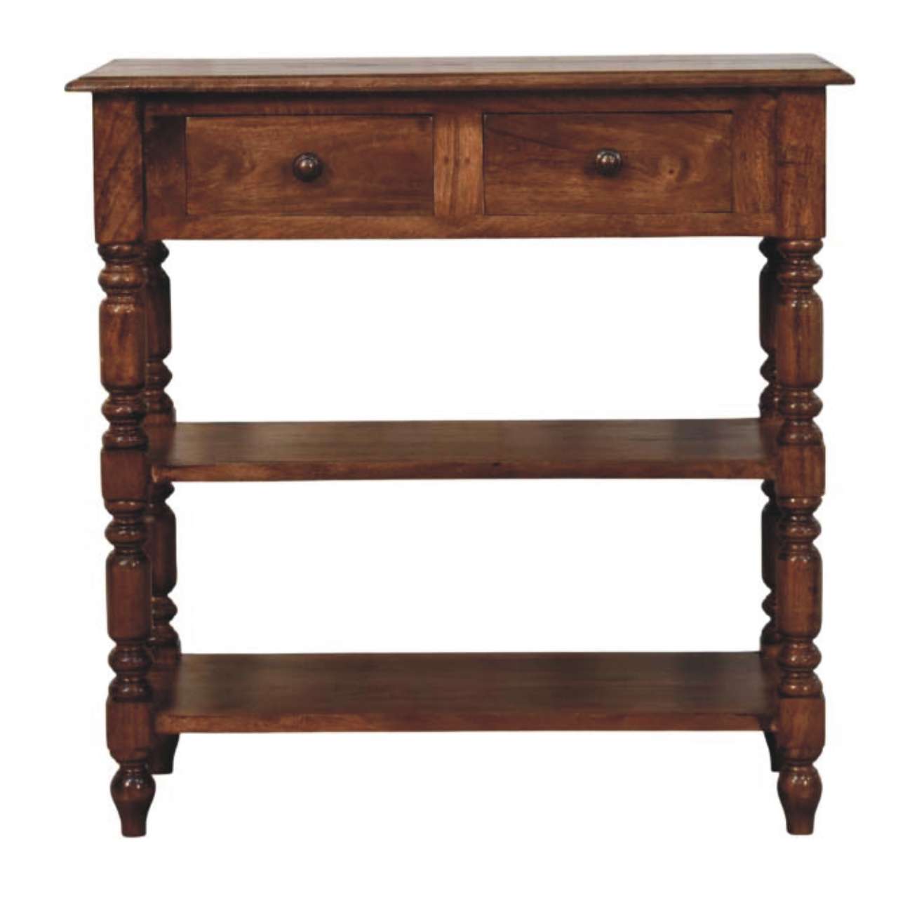 Turned Leg Side Table with Shelves - product view
