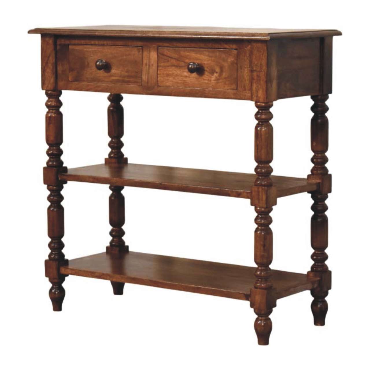 Turned Leg Side Table with Shelves - verified alternate view 2