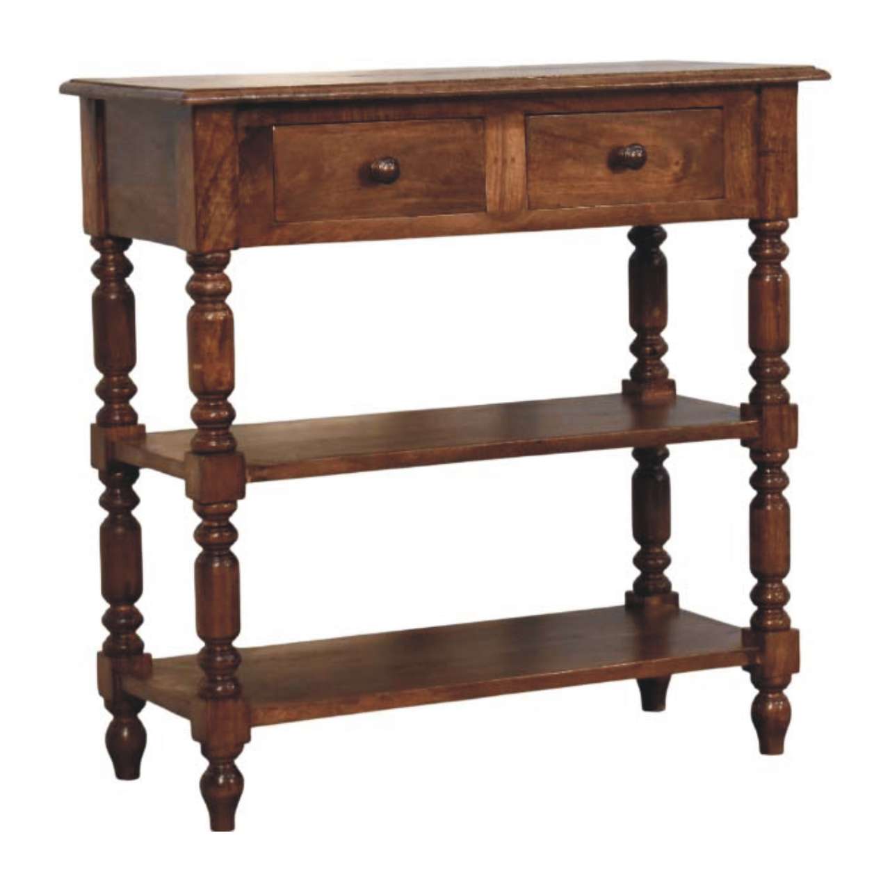 Turned Leg Side Table with Shelves - verified alternate view 3