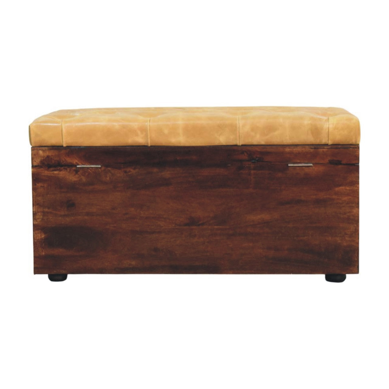 Walnut Storage Trunk Bench with Tan Leather - verified alternate view 2